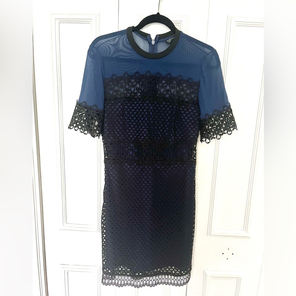 TOPSHOP blue lace dress. Size US8.